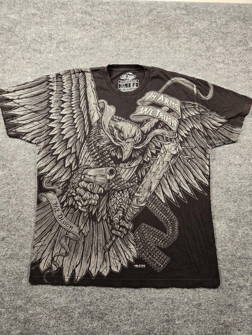 7.62 Design In Arms We Trust Eagle Graphic T-Shirt XL Black‎ Vintage 2009